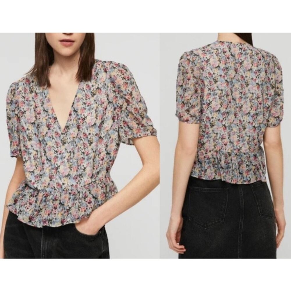 All Saints Ilia Sketch Wrap Blouse Size 4